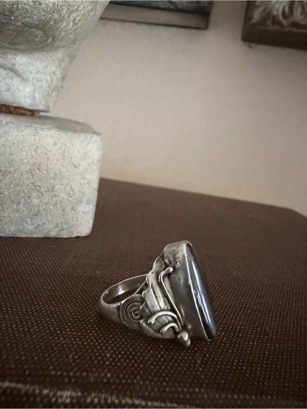 Vintage Navajo Hematite Sterling Silver Ring‎ Size 7 Southwestern - Picture 4 of 7